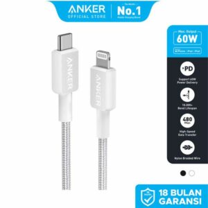 کابل شارژ اصلی انکر تایپ سی به لایتینگ مدل A81B5